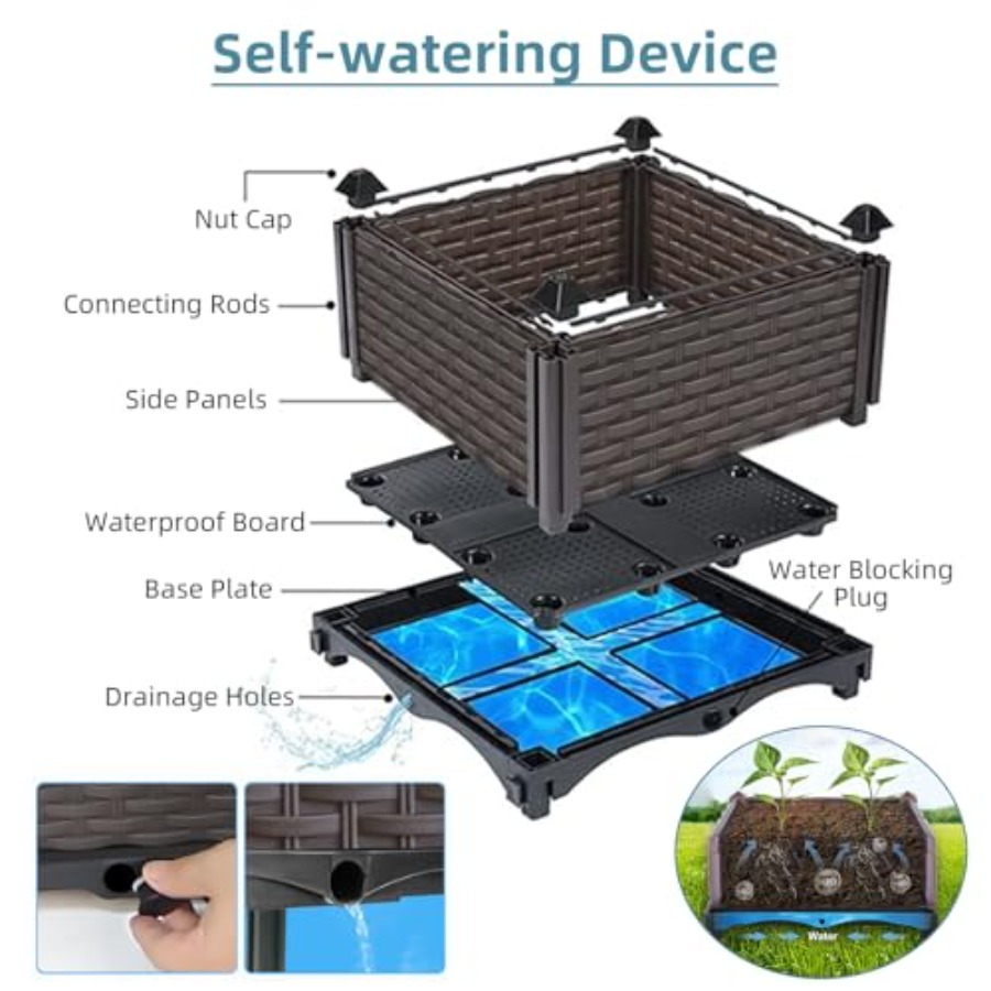 Outdoor self-watering raised p - Self Watering Planter recension och pris